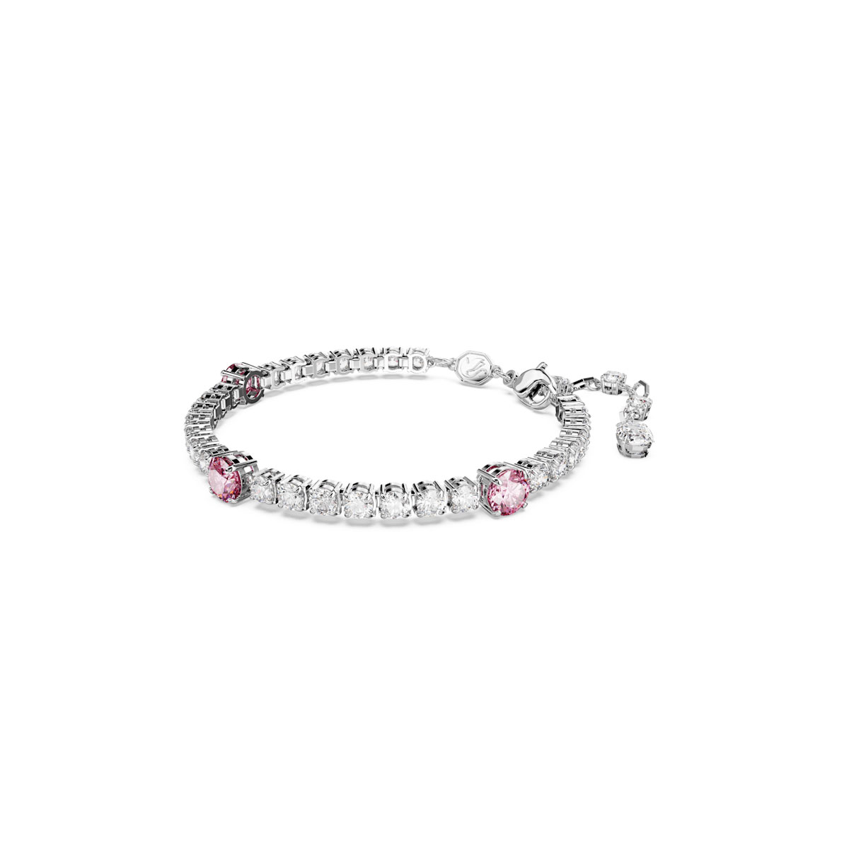 Swarovski Jewelry Matrix Pink and Clear Rhodium Mixed Cuts Tennis Bracelet